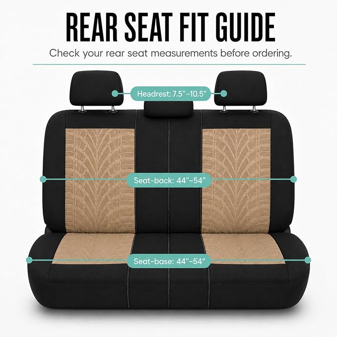FH Group Rear Set Travel Master Car Seat Covers - Universal Fit, Split Bench Rear Seat, Washable, for SUV, Sedan, Beige