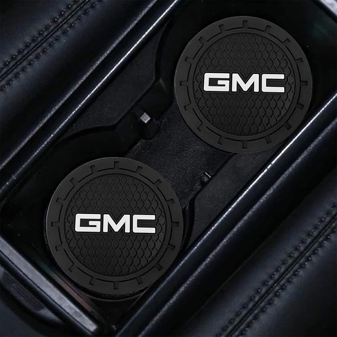 GMC Car Cup Holder Coaster Universal Non-Slip Cup Holder Insert Coaster Car Interior Accessories, Silicone, Black, 2PCS