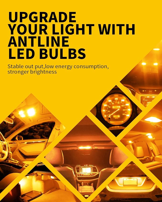 Antline 6418 6411 DE3425 C5W DE3423 36MM 1.42”LED Bulb Amber Yellow, Super Bright Canbus Error Free 12 Volt Replacements for Interior Dome Map Vanity Mirror Sun Visor Lights (Pack of 10)
