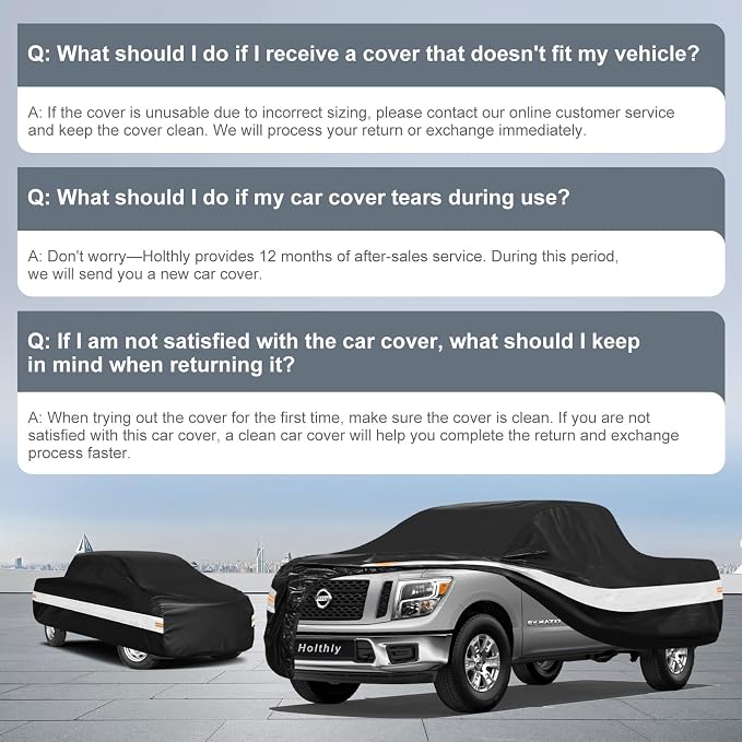 10 Layers Truck Cover Waterproof All Weather Custom Fit Nissan Titan(2015-2026) Crew Cab Short Bed, Outdoor Full Exterior Pickup Car Cover for Automobiles Sun Rain Snow Ice Protection. Black