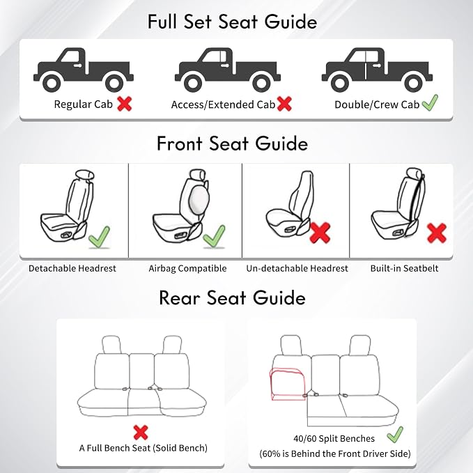 Huidasource Tacoma Coffee Seat Covers, Front and Rear FullSet Leather Truck Seat Cushion Cover Custom Fit for Toyota Tacoma 2024-2026 Crew Cab SR, SR5, Limited, TRD Sport/Off-Road,Trailhunter