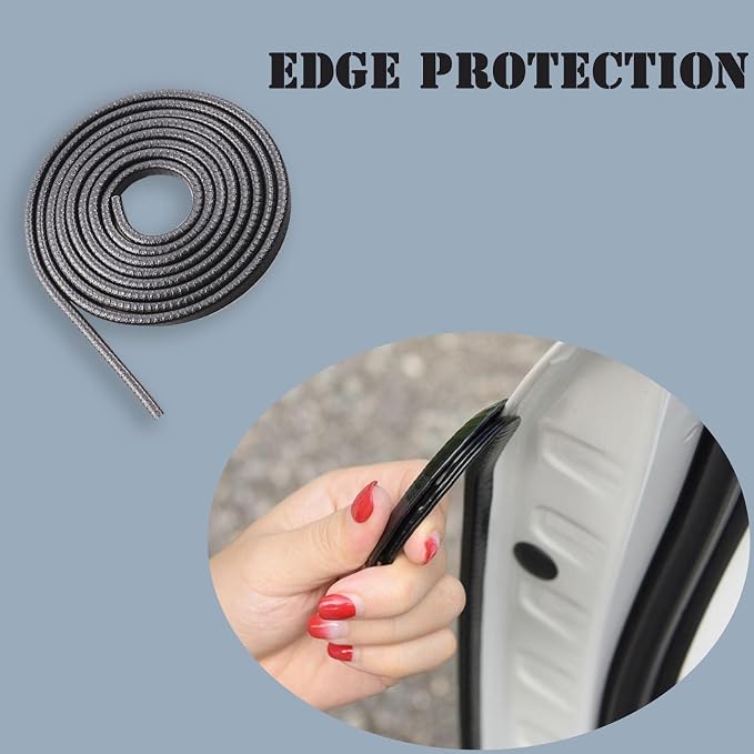 Car Door Edge Guards, 16Ft Rubber Seal Car Door Edge Trim, U Shape Door Edge Protector Guard, Aluminum Weather Proofing Automotive Door Edge Molding Protection for Most Car (Black)