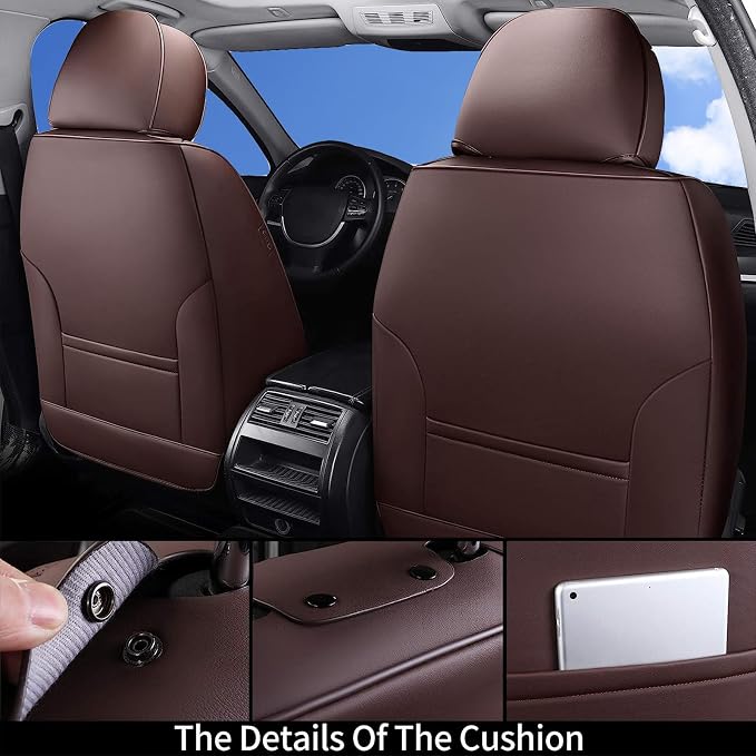 Coverado Car Seat Covers, Seat Covers for Cars, Waterproof Leather Auto Seat Protectors, Leather Car Seat Cushion, Car Interiors Accessories Universal Fit for Most Cars
