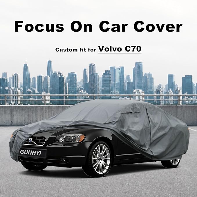 GUNHYI Premium Car Cover Custom Fit Volvo C70, 16 Layers Heavy Duty Car Cover Waterproof All Weather with Zipper Door for Sun Rain Snow Dust Uv Protection
