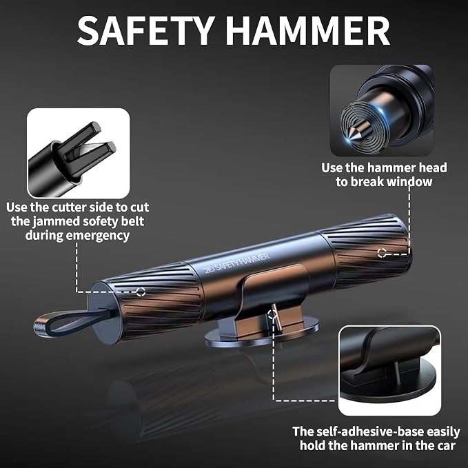 3Pcs Safe Hammer 2 in 1 car Window Breaker Tool, Upgraded Window Breaker Seatbelt Cutter for Men Women, Essential Car Emergency Kits for Vehicles