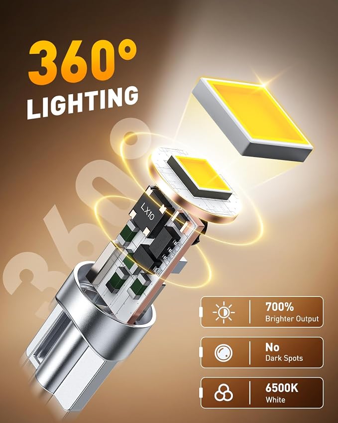 OXILAM 194 LED Bulb for License Plate Bulb Super Bright, 168 T10 W5W 2825 LED Bulb for Dome Door Map Courtesy Trunk Cargo Dash LED Interior Light Bulb, Pack of 2