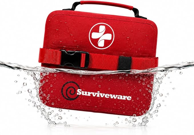 Surviveware 184 Pcs Comprehensive Waterproof Premium Survival First Aid Kit - Medical Emergency Kit for Travel Camping Gear, Home Essentials & Outdoor Emergencies - Survival Kit