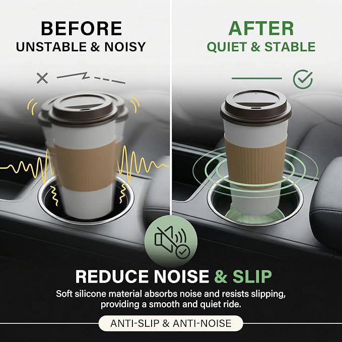 Car Coasters 3.15in[4 Pack] Car Accessories Fit for SUV and Trucks Silicone Mats Non-Slip, Car Cup Holders Insert Coasters, Car Interior Accessories, Decor, Gift Sage Green
