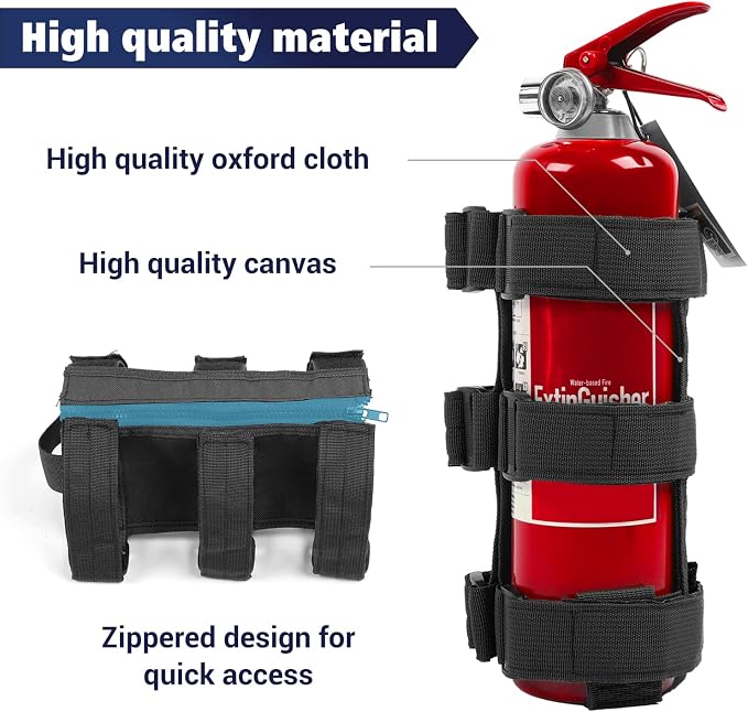 Voodonala Adjustable Roll Bar Fire Extinguisher Mount Holder 3 lb for Jeep Wrangler Unlimited CJ YJ LJ TJ JK JKU JL JLU 4XE,(Black,with Quick disassembly Zipper)