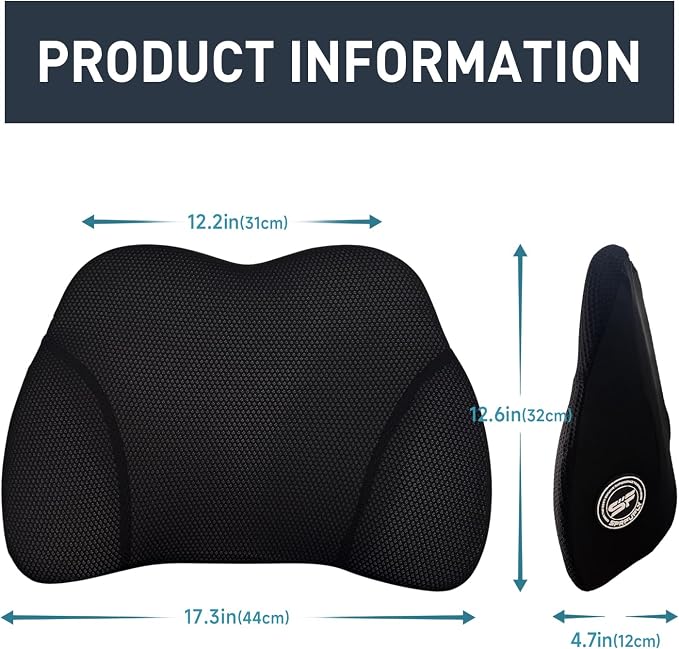 Make Relaxing Lumbar Support Pillow, Back Pillow for Lower Back Pain Relief | 100% Memory Foam Lumbar Pillow with Breathable Removable Cover - Improve Sitting Posture & Back Pain Relief Suport Pillow