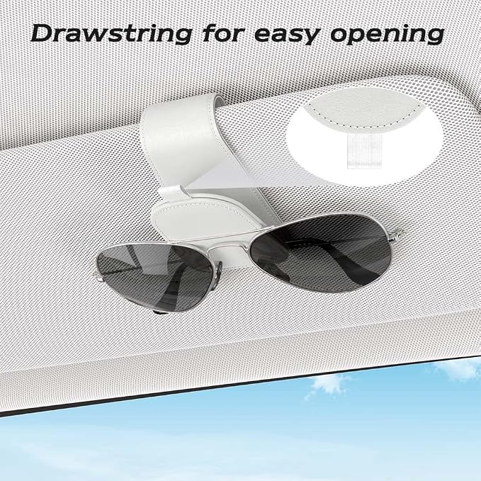 Sotfamily Sunglass Holder for Car Visor, White, 2 Packs | Suede Cloth, Magnetic, Organizer for Car Accessories