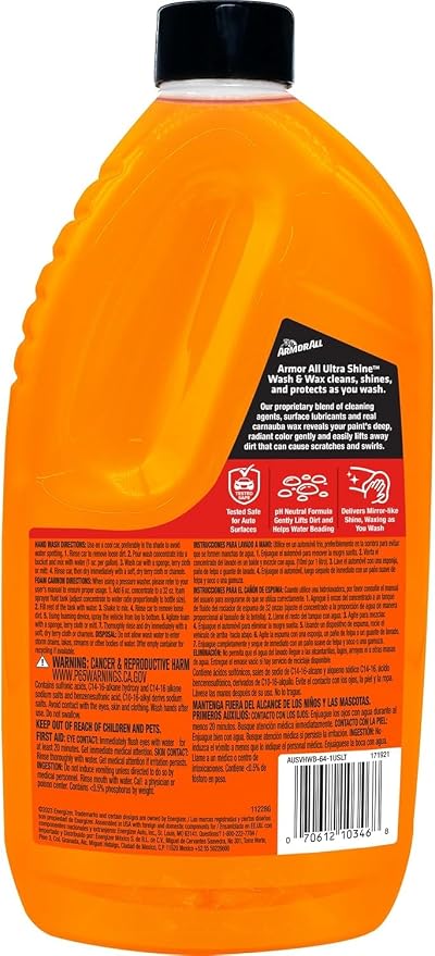 Armor All Ultra Shine Car Wash and Car Wax, Cleaning Fluid for Cars, Trucks, Motorcycles, 64 Fl Oz Each (Pack of 4)