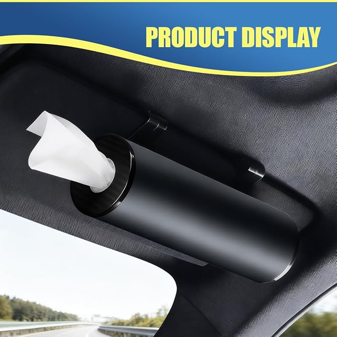 Car Tissue Holder, Cylinder Tissue Box, Refillable Travel Tissues Container, Portable Vehicle Tissue Case for Car Sun Visor, Backseat, Cup Holder, Universal for Cars Office Home (Gray)