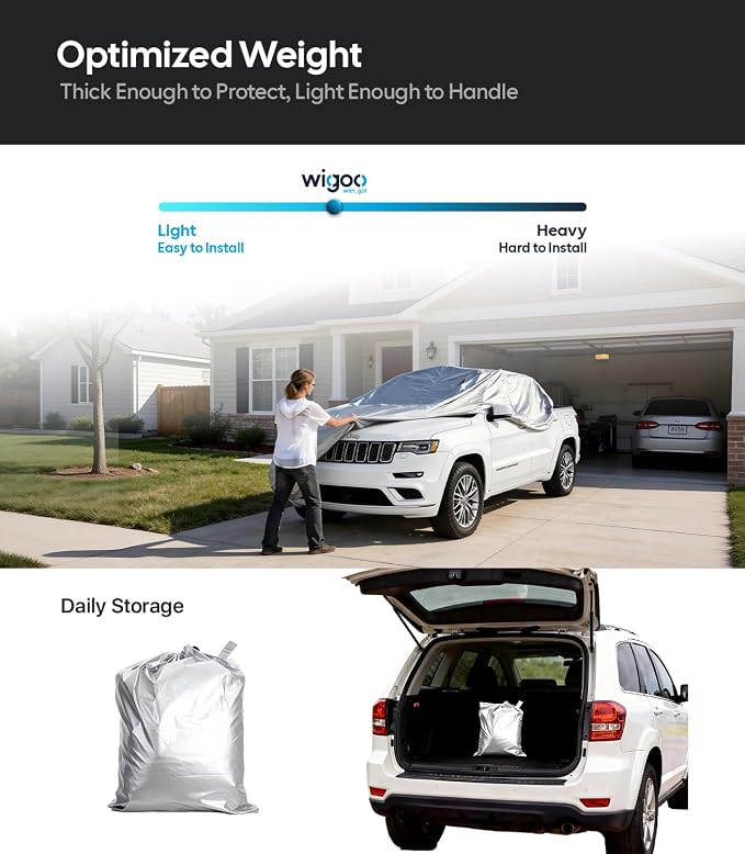 Wigoo Jeep Grand Cherokee Car Cover Accessories 1999-2026, Custom Fit Waterproof All Weather Outdoor Full SUV Cover, Windproof Sun UV Rain Snow Dust Protection, Door Zipper, Reflective Strips