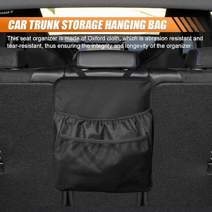 YoRise Car Trunk Organizer, Waterproof Oxford Cloth Backseat Car Organizer with Mesh Pouch, Automotive Storage Pocket, Seat Back Box Accessories for Cars, SUVs, Trucks (2PCS)