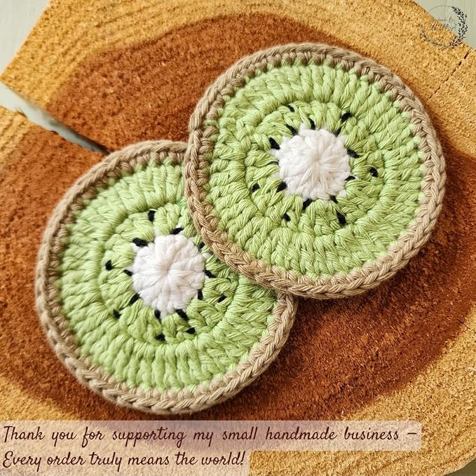 Cotton Crotchet Fruit Car Coaster Set (Kiwi Kiss)