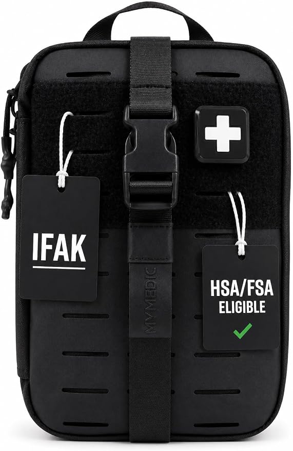 MY MEDIC MyFAK Standard Tactical IFAK & AFAK First Aid Kit - HSA FSA Items - Built in USA - Medical Supplies & Combat Medic Kit for Car, Truck, Vehicle & EDC Emergencies - Tactical Medical Bag, Black