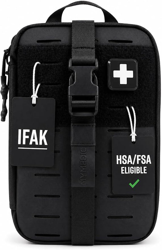 MY MEDIC MyFAK Standard Tactical IFAK & AFAK First Aid Kit - HSA FSA Items - Built in USA - Medical Supplies & Combat Medic Kit for Car, Truck, Vehicle & EDC Emergencies - Tactical Medical Bag, Black