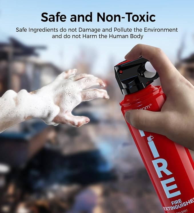 AmzBoom Fire Extinguishers Water-based for Home Kitchen, Car, & Boat 3 Pack–Portable Small Fire Spray with Mounting Brackets–A,B,C,K Multi-Purpose Fire Protection, Eco-Friendly, Compact & Easy to Use.