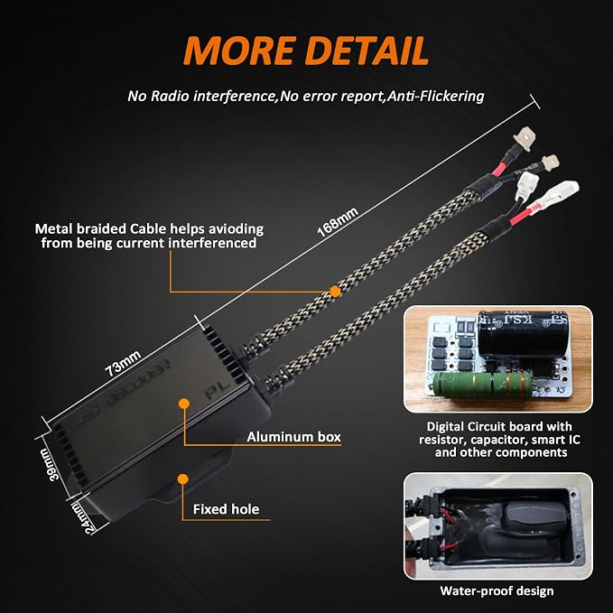 Bestview H1 H3 Canbus Decoder Kits Compatibility Anti Flickering Resistor Warning Canceler Pack of 2 | Plug and Play Smart Error Free Load Resistor Adapter Kits