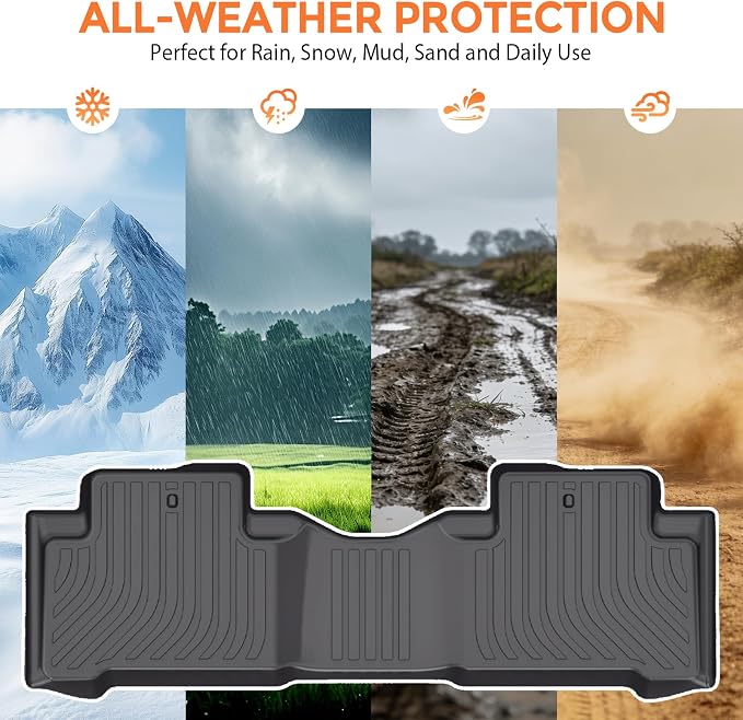 Floor Mats for Honda Pilot 2009-2015 | Heavy Duty TPE All Weather Protection, Waterproof Non-Slip Black Car Liners (Three-Row Floor Mats)