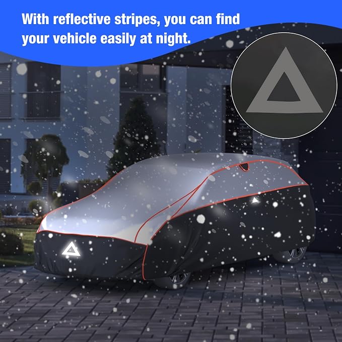 Favoto Hail Protector Car Cover Waterproof Hatchback Cover | Hail Snow Rain Protection Padded Outdoor Heavy Duty with Reflective Strips Full Exterior Cover Fits Hatchback up to 171"
