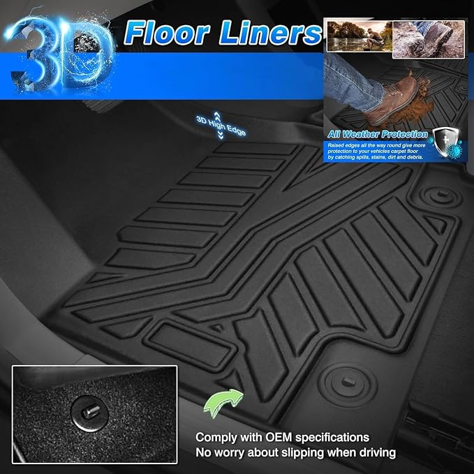 Cartist Floor Mats for 2017-2024 2025 2026 Ford F-250/F-350/F450 Super Duty Crew Cab w/Under Seat Storage, All Weather Floor Liners for F-250 Accessories, Heavy Duty Car Mats, Car Accessories