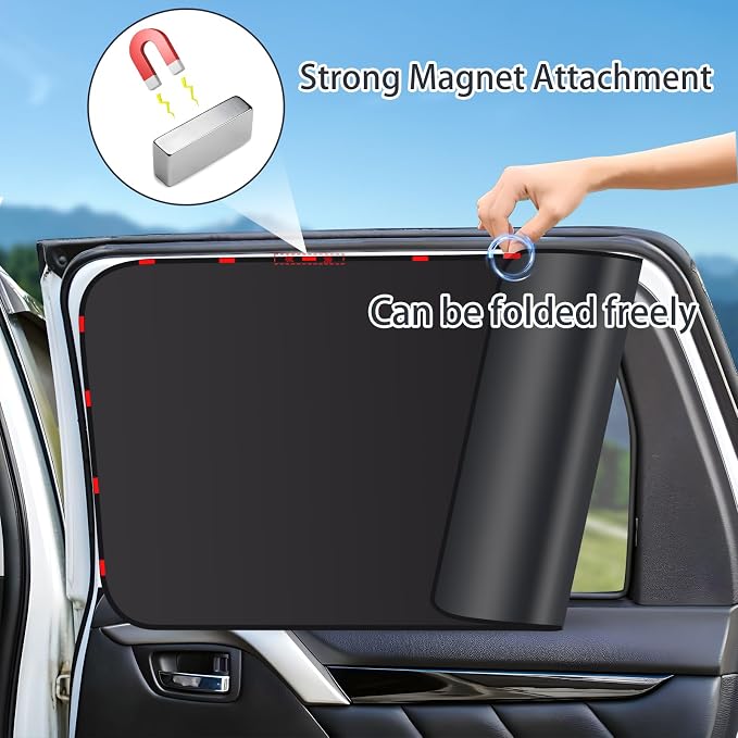 ZATOOTO Magnetic Car Window Shade 2 Pack Car Shades for Rear Windows | Car Privacy Curtain UV Block Window Shade, Universal Size for Vehicle Rear Window Shade for Baby, For Sleeping