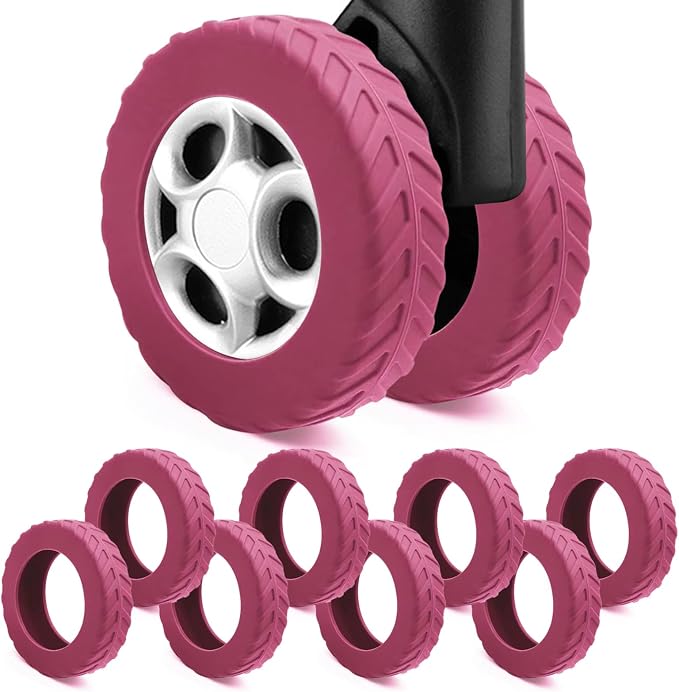 UMUST 8Pcs Luggage Wheel Covers,Silicone Cover for 2-2.4'' Suitcase Spinner Wheel, Upgrade Carry On Luggage Wheels Protector,Essential Travel Accessories(Pink)