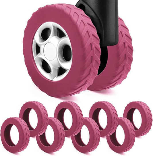 UMUST 8Pcs Luggage Wheel Covers,Silicone Cover for 2-2.4'' Suitcase Spinner Wheel, Upgrade Carry On Luggage Wheels Protector,Essential Travel Accessories(Pink)
