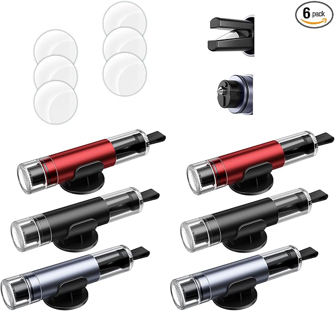 Car Safety Hammer Seatbelt Cutter, Upgraded Transparent Lid Window Breaker Seatbelt Cutter Underwater, 2 in 1 Emergency Keychains car Window Breaker Tool, New Car Accessories (6 Pack)