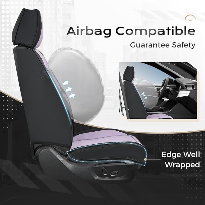 Coverado Car Seat Covers, Seat Covers for Cars, Waterproof Leather Auto Seat Protectors, Leather Car Seat Cushion, Car Interiors Accessories Universal Fit for Most Cars