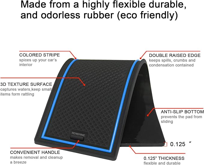for Honda Civic Accessories 2022 2023 2024 2025 2026 11th Gen Sedan Cup Holder Insert Center Console Liner Door Slot Mats Pad Coaster Trim Premium Rubber Custom Interior 17PC Set (Blue Trim)