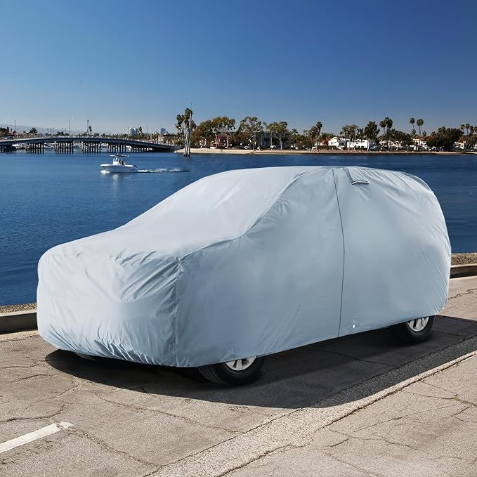 iCarCover 18-Layer SUV Car Cover Waterproof All Weather, UV Sun Protection Full Car Covers for Automobiles, CJ-5, Wrangler, FJ40, Tracker 2-Door, Sidekick 2-Door, Size S56 (See Size Chart)