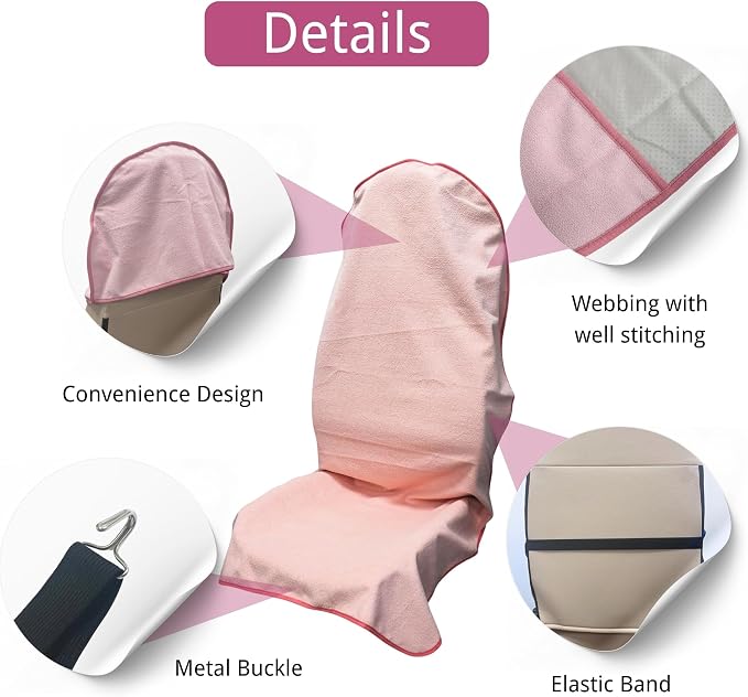 Waterproof Car Seat Cover for Front Seats, Protector for Cars SUVs Trucks, Sweat Towel Seat Covers Bucket for Gym,Workout,Beach,Hiking,Running and Swimming(Pink, 2PCS Front Seat Towel)
