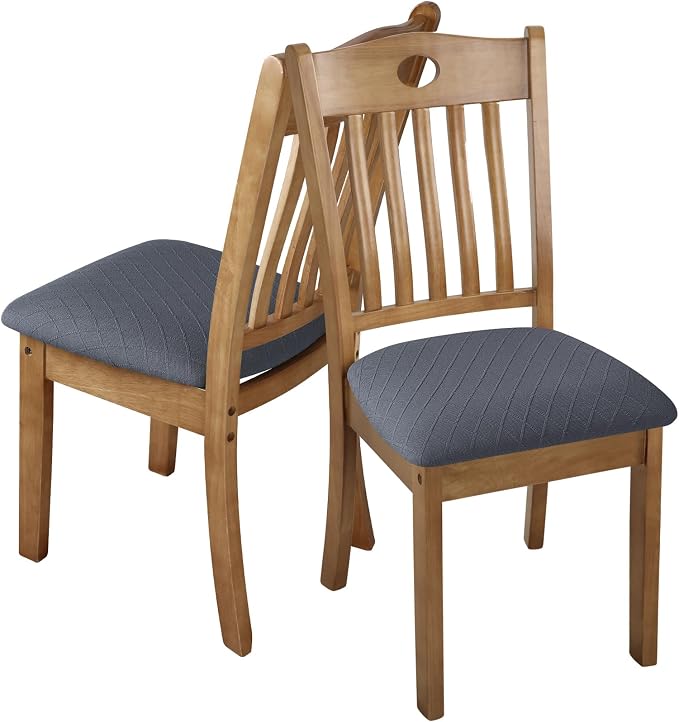 Fuloon Stretch Chair Seat Covers 4 PCS, Removable Washable Dining Chair Covers Anti-Dust Dining Room Seat Cushion Slipcovers (4, Gray)