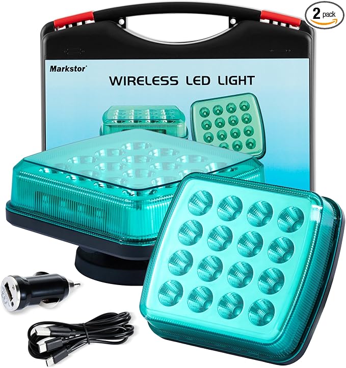 Wireless LED Road Flares, Magnetic Rechargeable Emergency Strobe Warning Lights for Vehicles