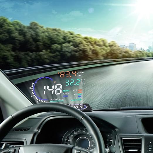 5.5inch Car HUD Car, Auto Screen Speed Display, OBD 2 EU OBD Compatible, with Driving Mileage Measurement for Cars