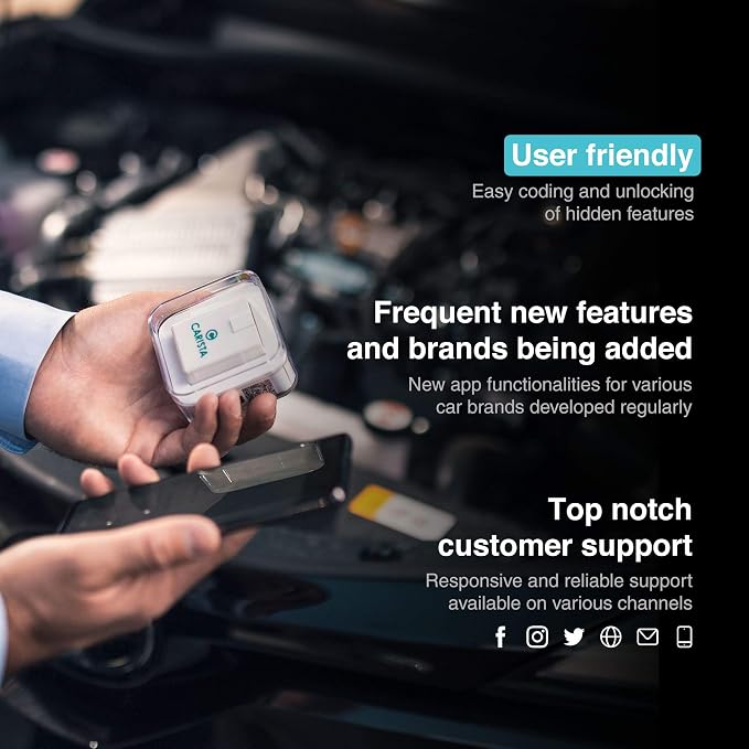 Carista OBD2 - Bluetooth OBD2 Scanner and App - Car Scanner Diagnostic Tool and Code Reader with Access to Diagnostics, Customizations, Service Tools, and Live Data