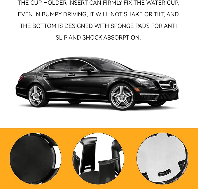 Car Cup Holder Expander, 2PCS Energy Drink Cup Holder Insert for Car, Adjustable Automotive Cupholder Expander Adapter with Adaptive Clamping Arm for Water Bottle Slim Cans Adhesive Storage Rack