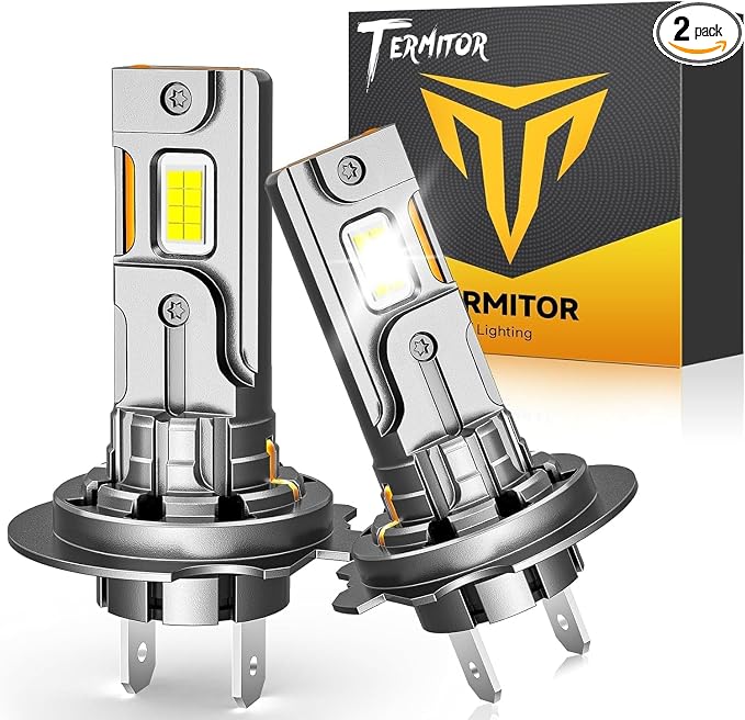 Termitor H7 Light Bulbs, 90,000LM High Brightness, Pack of 2 | 1:1 Original Halogen Size, Plug and Play 3-Min Installation, IP68 Waterproof, 10-Year Lifespan for H7 Light Bulbs