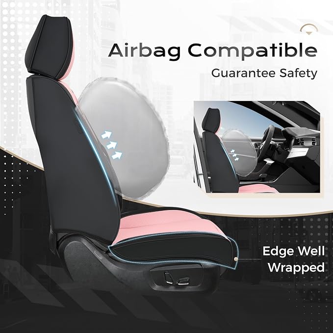 Coverado Car Seat Covers, Seat Covers for Cars, Waterproof Leather Auto Seat Protectors, Leather Car Seat Cushion, Car Interiors Accessories Universal Fit for Most Cars