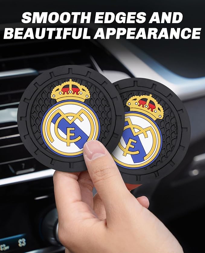 Cup Holder Insert Coaster for Real Madrid UEFA UCL Fans,Anti Slip Car Cup Coaster Interior Accessories