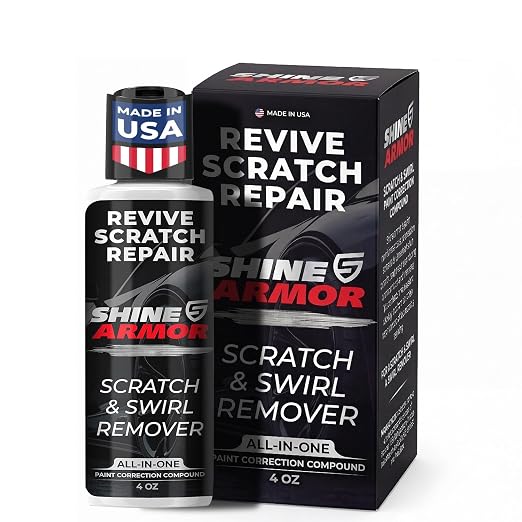 SHINE ARMOR Car Scratch Remover 4oz - Advanced Car Paint Scratch Repair & Restorer, Revives Faded Paint, Scratch Remover for Vehicles, Corrects Surface Marks & Leaves Streak-Free Gloss