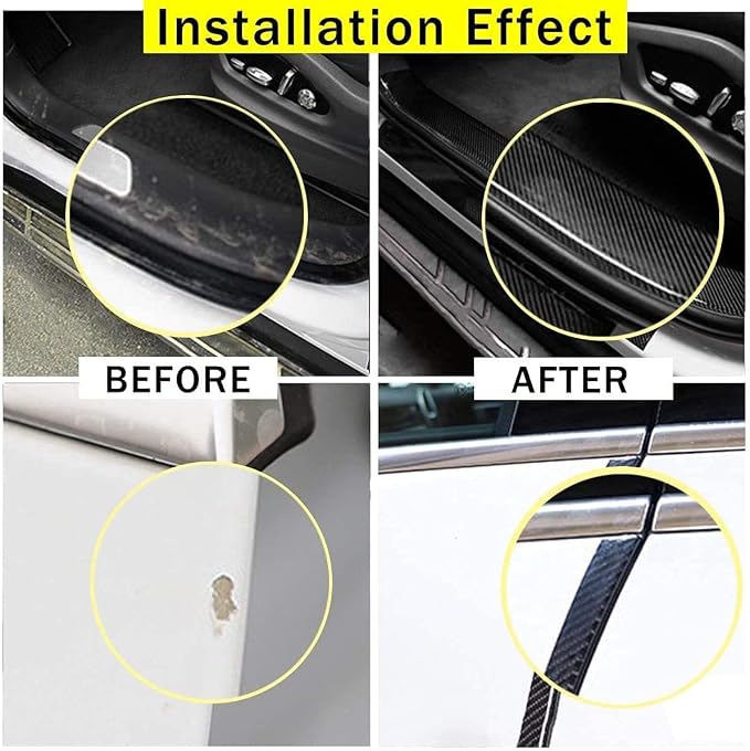 QBUC Rear Bumper Protector Guard Scratch Cover Protector Paint Threshold Guard,Front Rear Door Entry Sill Guard Scuff Plate Car Door Entry Guards for Most Cars,2.7in9.8ft(7cm3m) Black