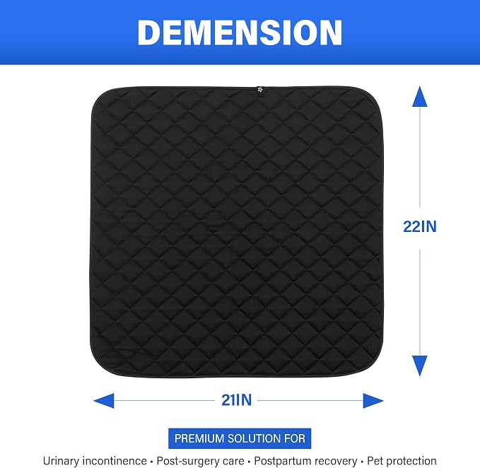 SPRING SEAON Waterproof Chair Pad for Incontinence, Washable, 22 x 21 in | Washable Reusable Seat Protector, Non-Slip Absorbent Pad for Adults, Seniors, Wheelchairs, Recliners, Car Seats & Beds
