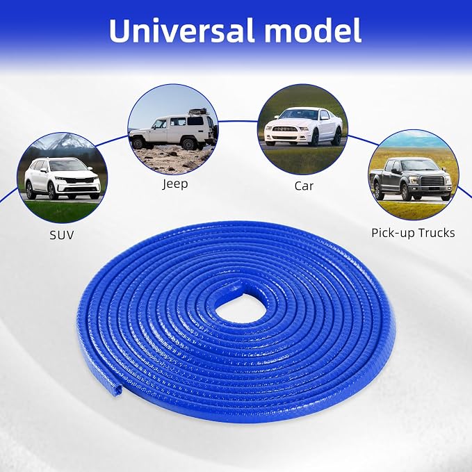 SINGARO 49Ft (15M) Car Door Edge Guard, No Glue Car Door Entry Guard Protective Strip, Rubber Edge Trim Car Door Protector, Applicable to Car, Truck, SUV and ATV, Car Exterior Accessories（Blue）