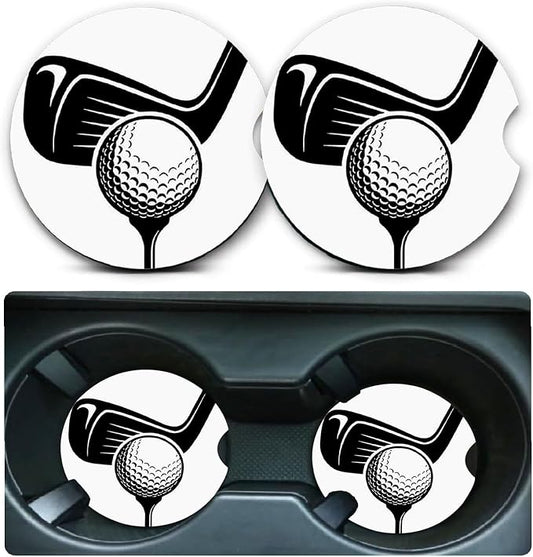2 Pack Golf Car Cup Holder Coasters Universal Neoprene Coasters | 2.75" Universal Size Anti Slip Rubber Mat, Auto Cup Holder Accessories for SUV Truck, Golf Lovers Gifts for Women Men Mom