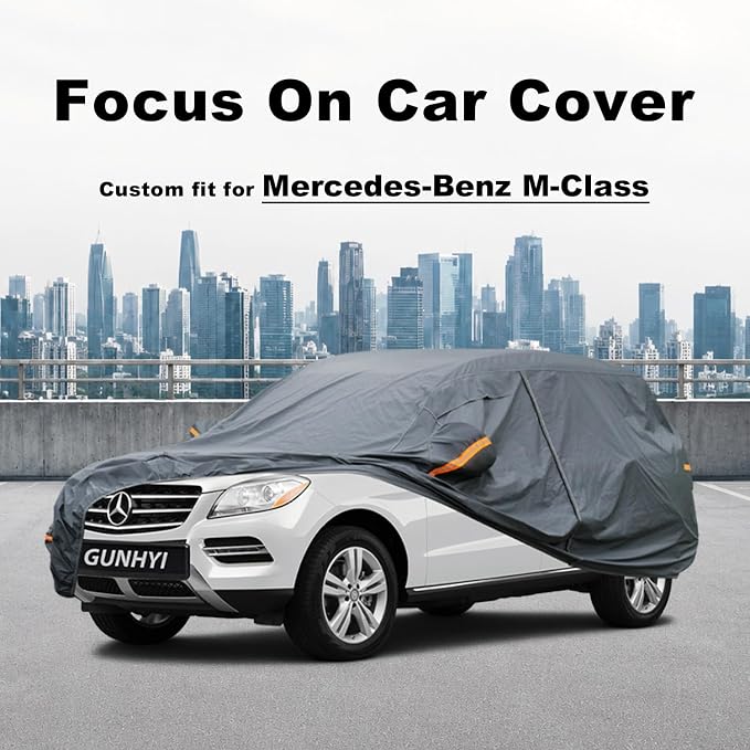 GUNHYI Premium Car Cover Custom Fit Mercedes-Benz M-Class, 16 Layers Heavy Duty Car Cover Waterproof All Weather with Zipper Door for Sun Rain Snow Dust Uv Protection