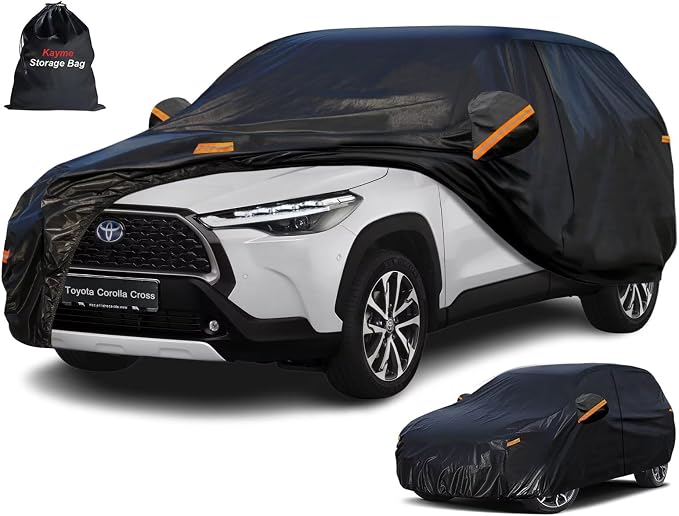 Kayme 7 Layers SUV Car Cover Custom Fit for Toyota Corolla Cross (2020-2026), Waterproof All Weather for Automobiles,Rain Sun UV Protection.Black